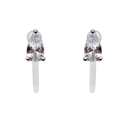 Crystal Flower and Teardrop Invisible Clip On Stud Earrings ( 2 Piars Set)