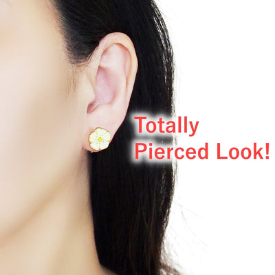 Green Wood Hoop Invisible Clip On Earrings