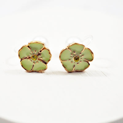 Green Wood Hoop Invisible Clip On Earrings
