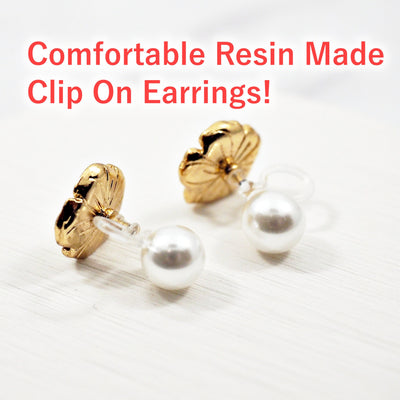 Green Wood Hoop Invisible Clip On Earrings