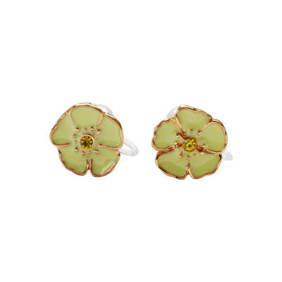 Green Wood Hoop Invisible Clip On Earrings