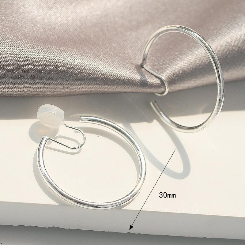 Silver 30mm Hoop Clip Angle Adjustable Spiral Clip On Earrings