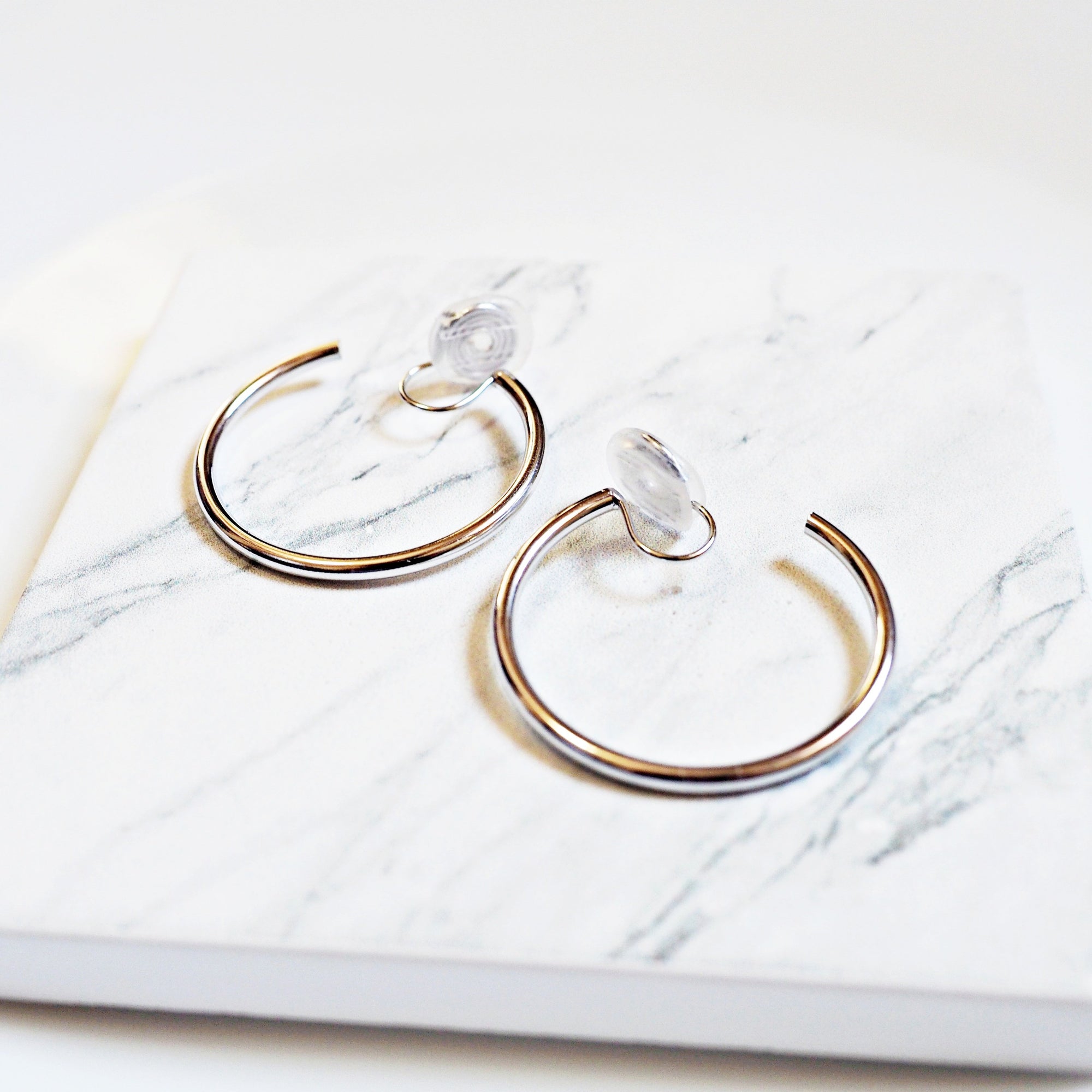 Silver 30mm Hoop Clip Angle Adjustable Spiral Clip On Earrings