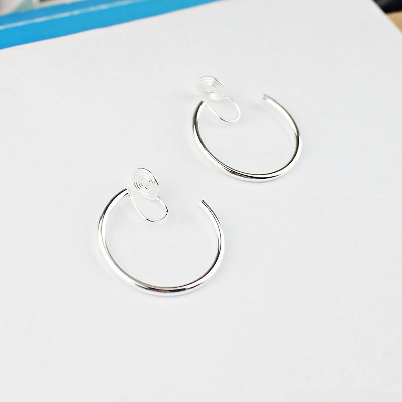 Silver 30mm Hoop Clip Angle Adjustable Spiral Clip On Earrings
