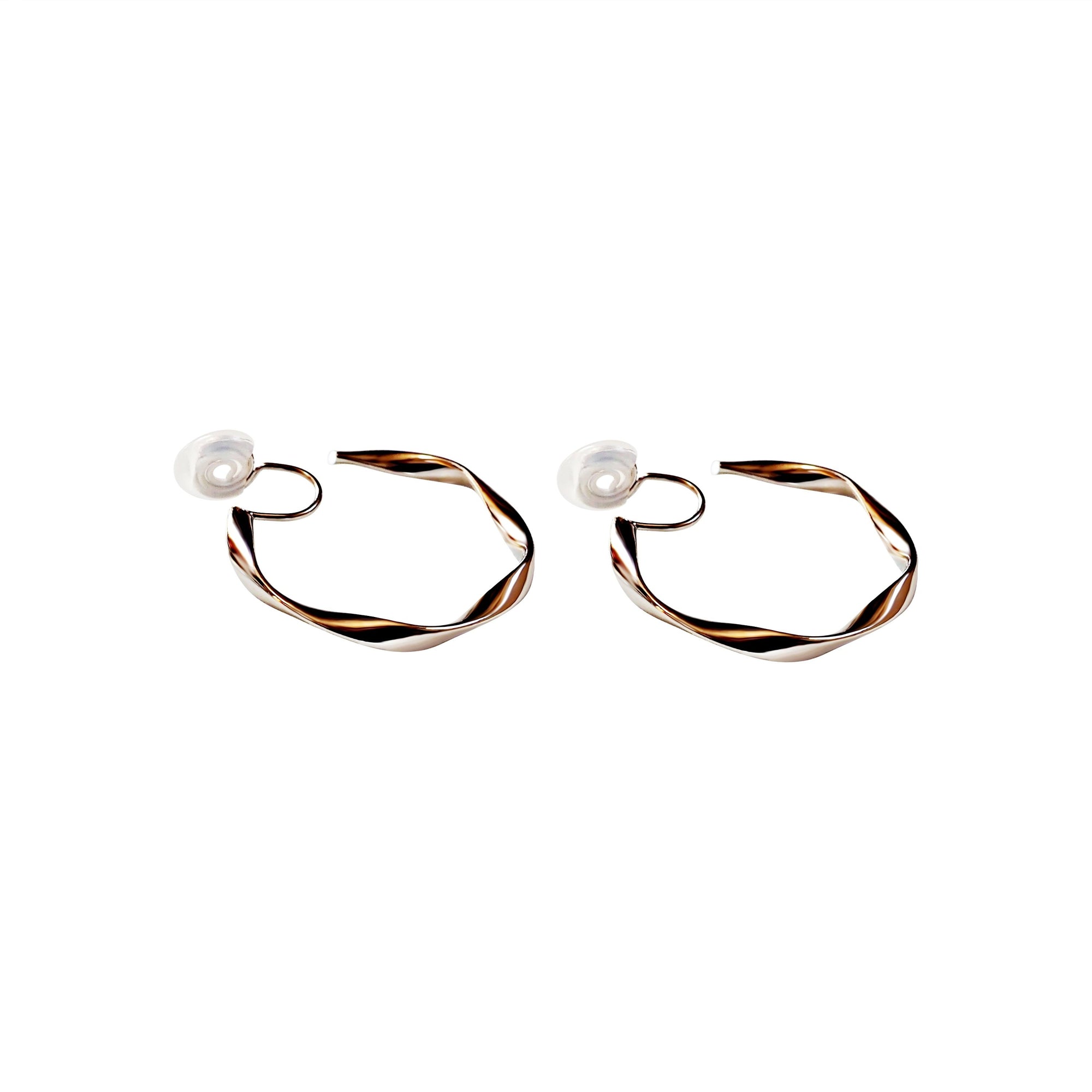 Silver 35mm Twisted Hoop Clip Angle Adjustable Invisible Spiral Clip On Earrings