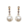 Dangle White Pearl & Crystal Invisible Clip On Earrings (Gold tone) - Miyabi Grace