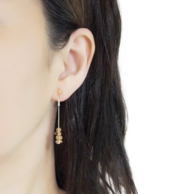 Dangle orange crystal & gold coin invisible clip on earrings - Miyabi Grace