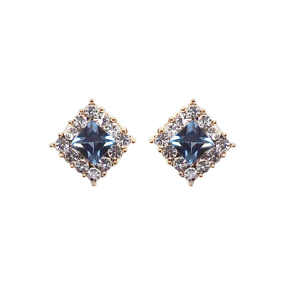 Light Blue Square Swarovski Invisible Clip On Earrings - Miyabi Grace