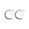 925 Sterling Silver Textured Invisible Clip On Hoop Earrings - Miyabi Grace