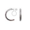 925 Sterling Silver Textured Invisible Clip On Hoop Earrings - Miyabi Grace