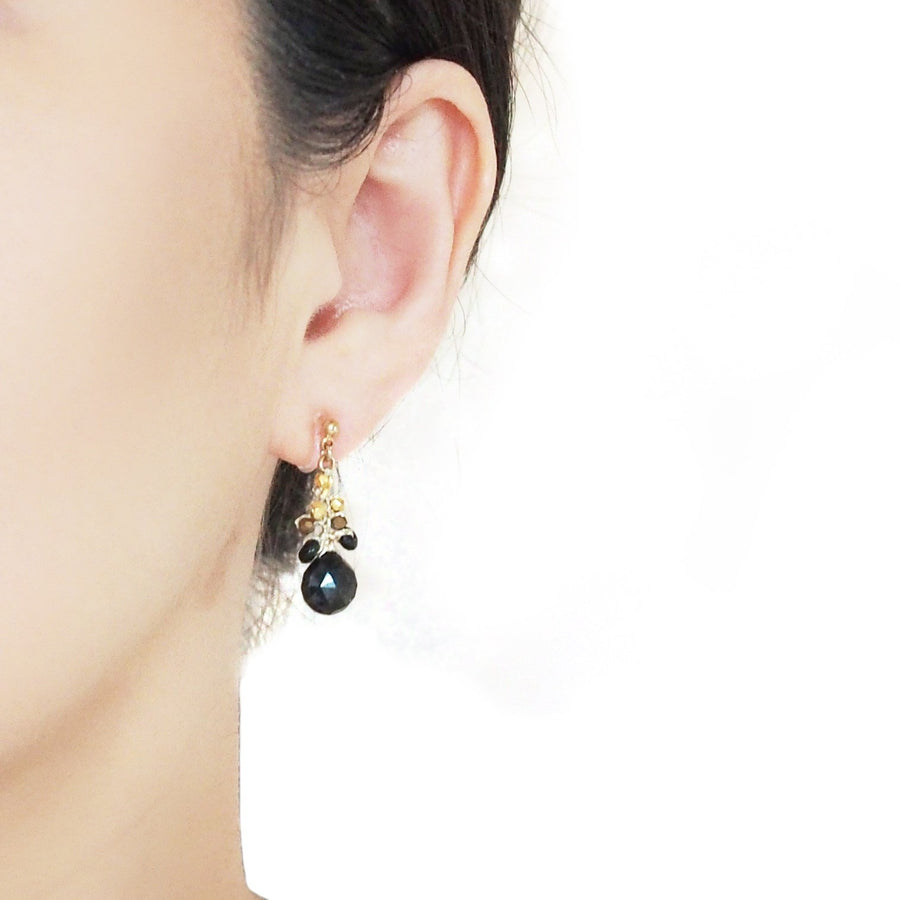 Black Chalcedony Invisible Clip On Earrings - Miyabi Grace