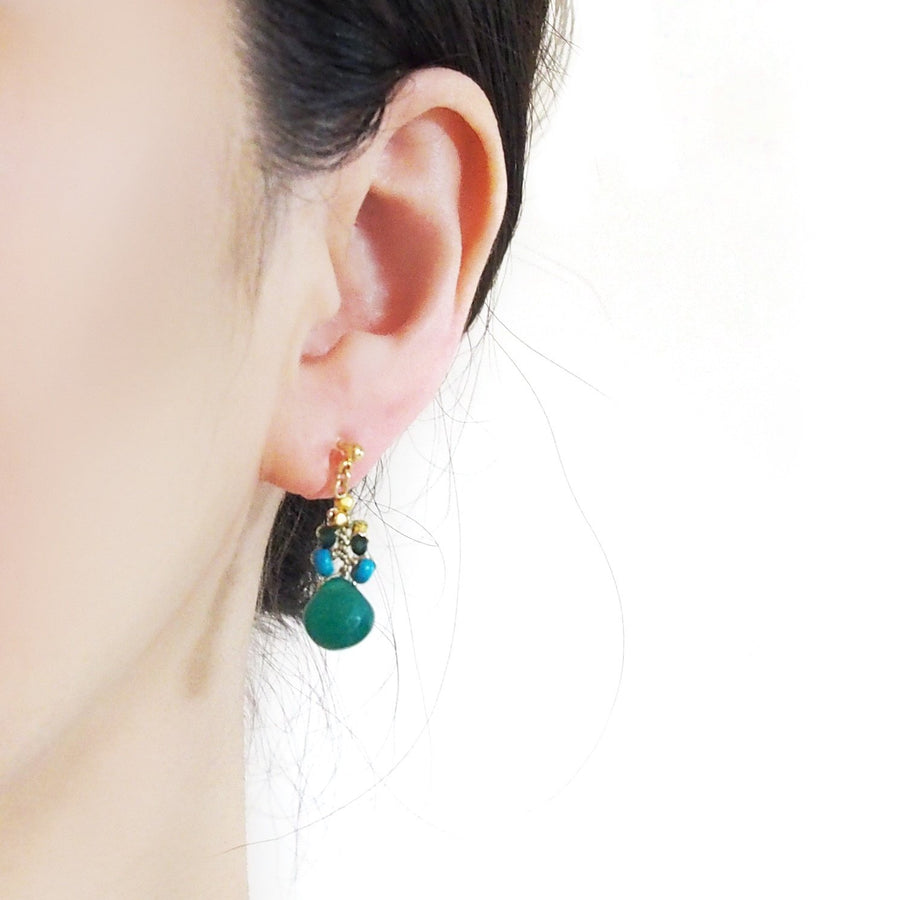 Emerald Green Chalcedony Invisible Clip On Earrings - Miyabi Grace