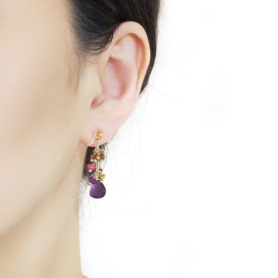 Purple Chalcedony Invisible Clip On Earrings - Miyabi Grace
