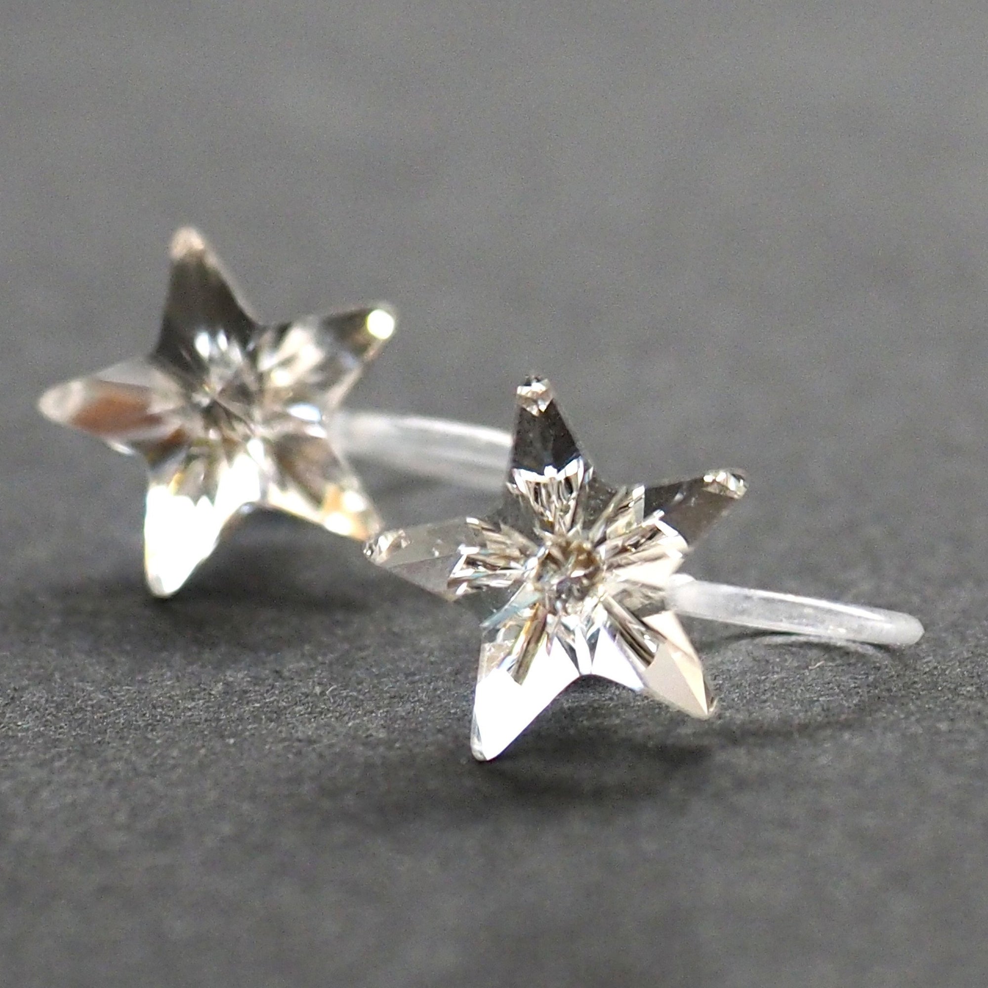 Star Swarovski crystal invisible clip on stud earrings - miyabigracejewelry.com