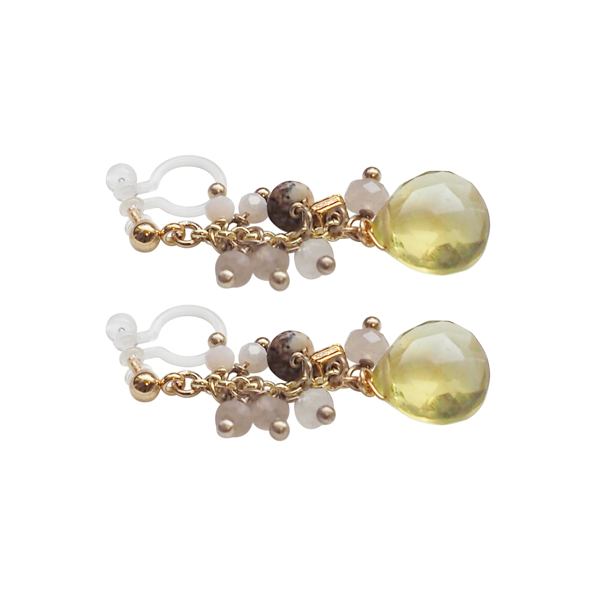 Yellow Chalcedony Invisible Clip On Earrings - Miyabi Grace