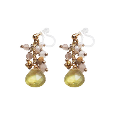 Yellow Chalcedony Invisible Clip On Earrings - Miyabi Grace