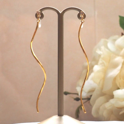 2 way gold wave ear jacket invisible clip on earrings - miyabigracejewelry.com