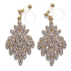 Bridal flower micro pave cubic zirconia invisible clip on earrings ( gold tone ) - miyabigracejewelry.com