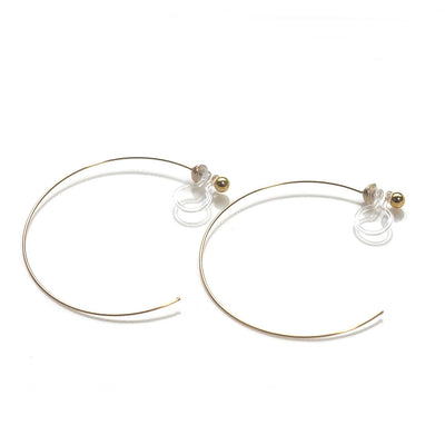 Large gold invisible clip on hoop earrings - miyabigracejewelry.com