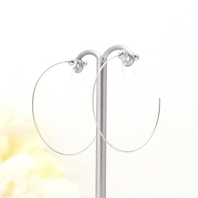 Large silver invisible clip on hoop earrings - miyabigracejewelry.com