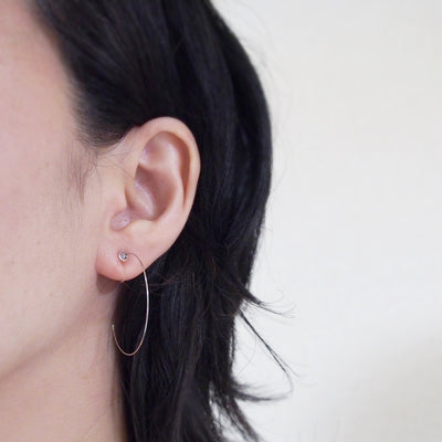 Large silver invisible clip on hoop earrings - miyabigracejewelry.com
