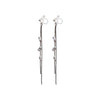 Silver chain rhinestone crystal dangle invisible clip on earrings - Miyabi Grace