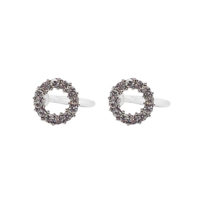 Crystal Open Circle Invisible Clip On Stud Earrings - Miyabi Grace