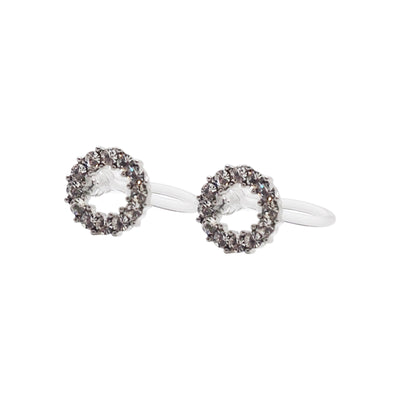 Crystal Open Circle Invisible Clip On Stud Earrings - Miyabi Grace