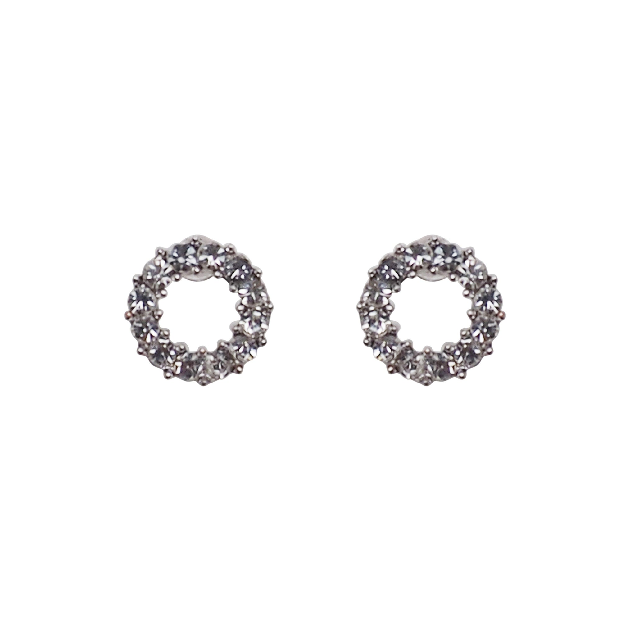 Crystal Open Circle Invisible Clip On Stud Earrings - Miyabi Grace