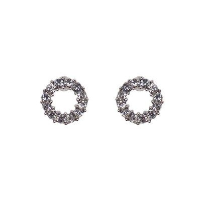 Crystal Open Circle Invisible Clip On Stud Earrings - Miyabi Grace