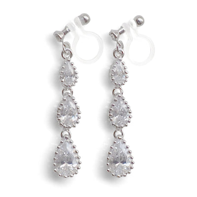Bridal cubic zirconia invisible clip on earrings - miyabigracejewelry.com