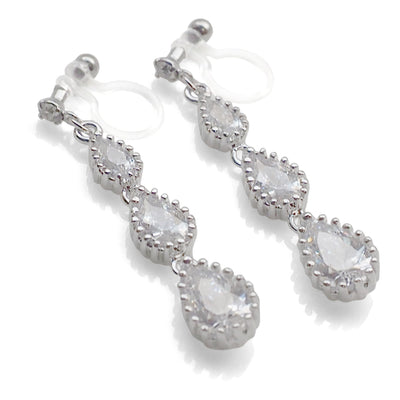 Bridal cubic zirconia invisible clip on earrings - miyabigracejewelry.com