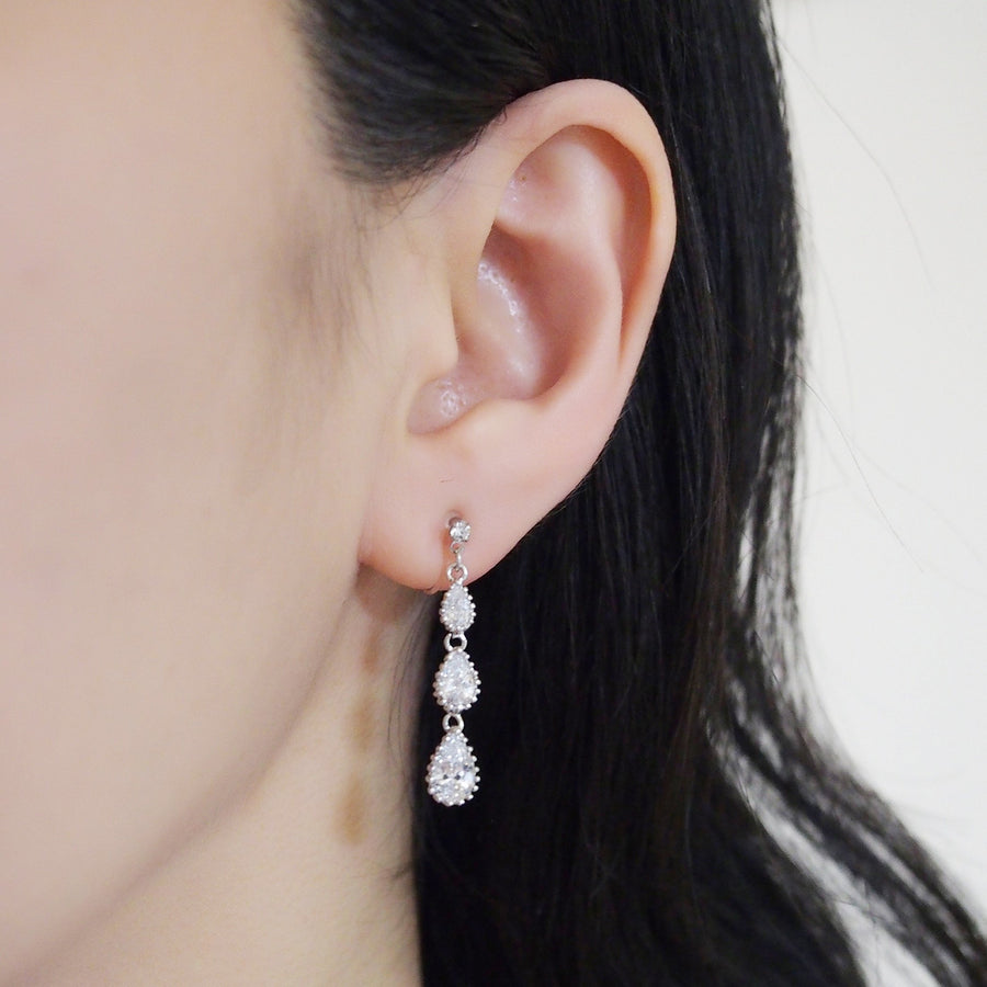 Bridal cubic zirconia invisible clip on earrings - miyabigracejewelry.com