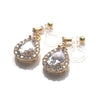 Bridal teardrop cubic zirconia invisible clip on earrings ( gold tone ) - Miyabi Grace
