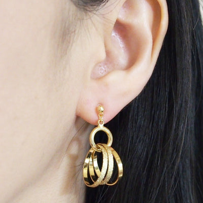 Three metallic gold rings invisible clip on earrings - miyabigracejewelry.com