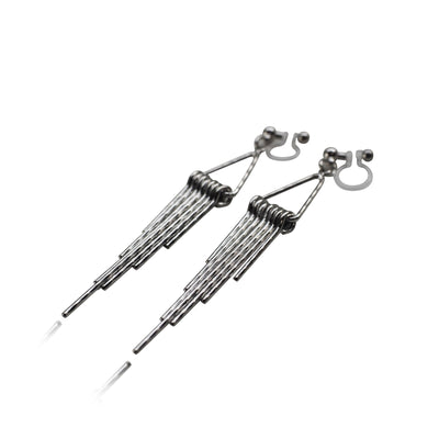 Silver fringe invisible clip on earrings - miyabigracejewelry.com