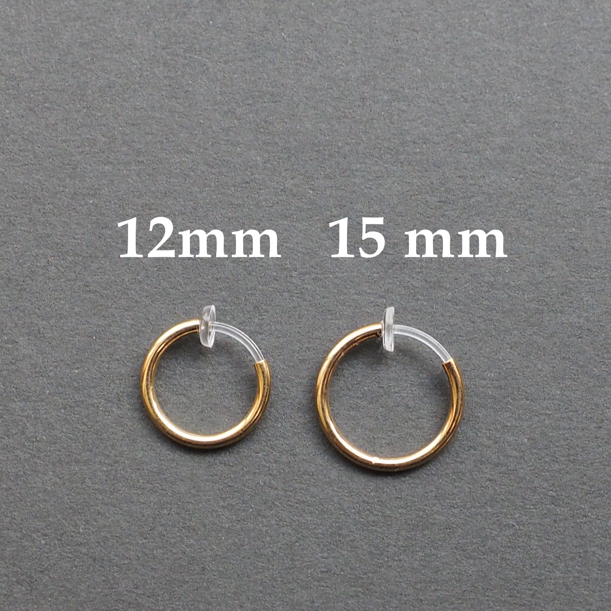 Gold 12mm 15mm Resin Clip On Hoop Earrings - Miyabi Grace