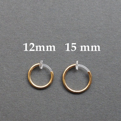 Gold 12mm 15mm Resin Clip On Hoop Earrings - Miyabi Grace