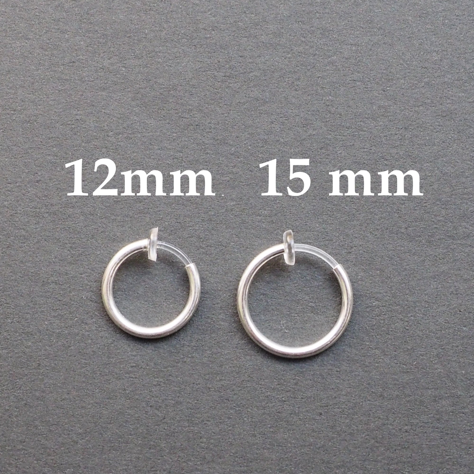 Silver 12mm 15mm Resin Clip On Hoop Earrings - Miyabi Grace