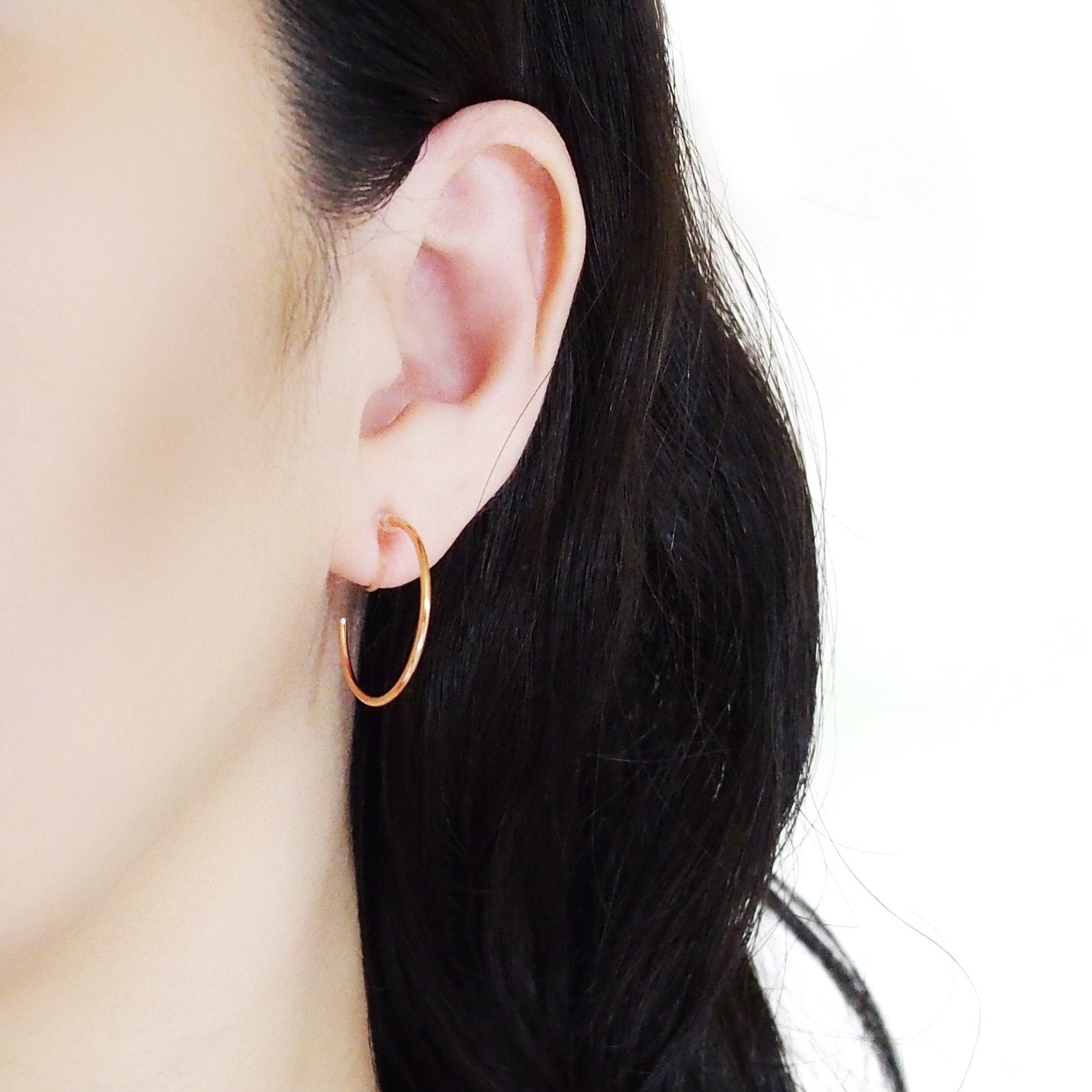 Big Invisible Clip On Hoop Earrings (Rose Gold tone) - Miyabi Grace