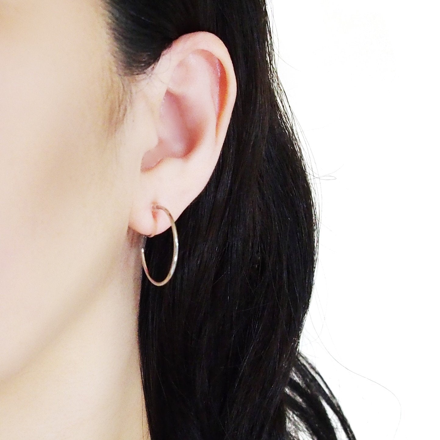 Big Invisible Clip On Hoop Earrings (Silver tone) - Miyabi Grace