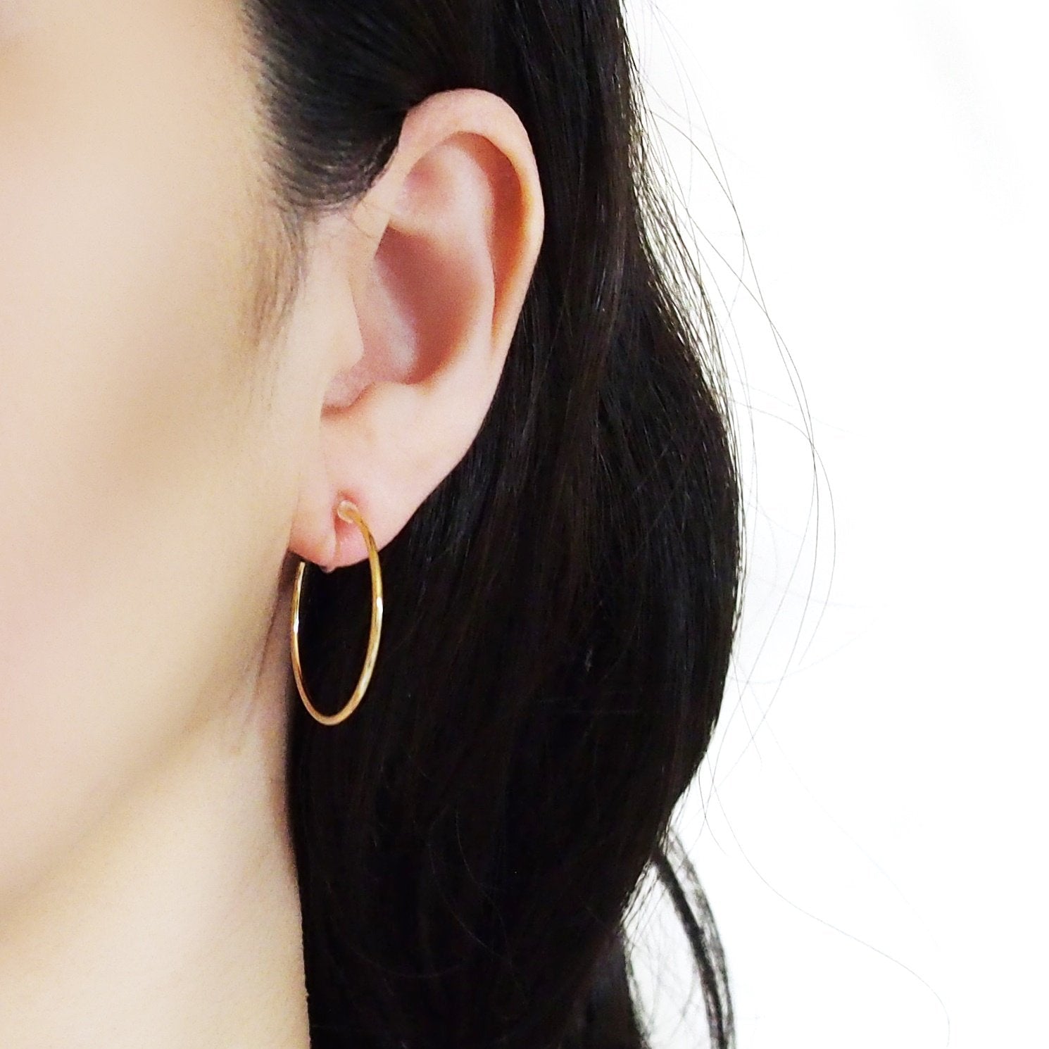 Big Invisible Clip On Hoop Earrings (Gold tone) - Miyabi Grace
