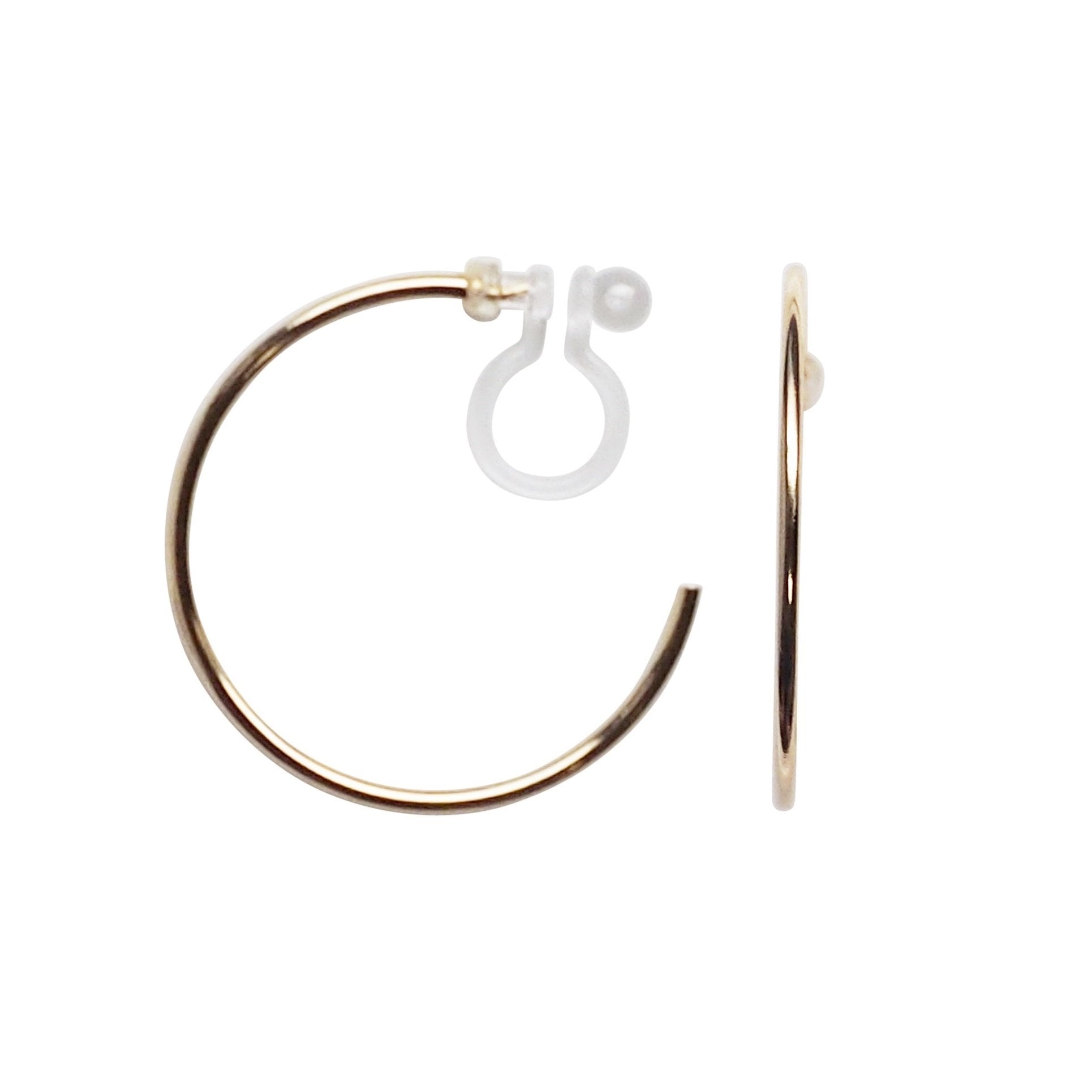 Big Invisible Clip On Hoop Earrings (Gold tone) - Miyabi Grace