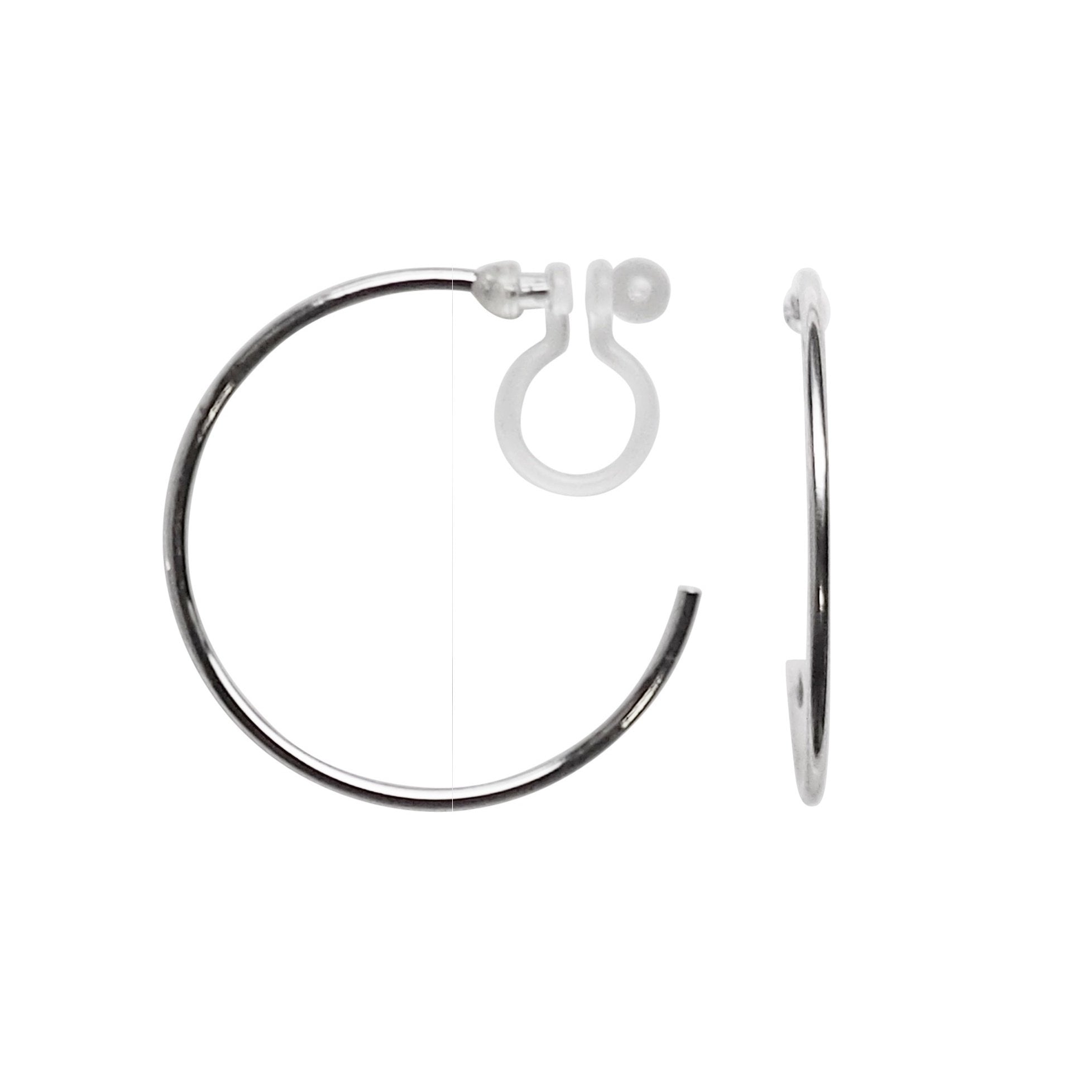Big Invisible Clip On Hoop Earrings (Silver tone) - Miyabi Grace