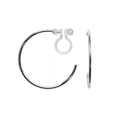 Big Invisible Clip On Hoop Earrings (Silver tone) - Miyabi Grace