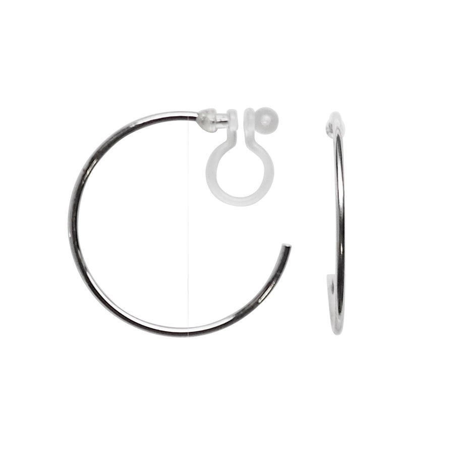 Big Invisible Clip On Hoop Earrings (Silver tone) - Miyabi Grace