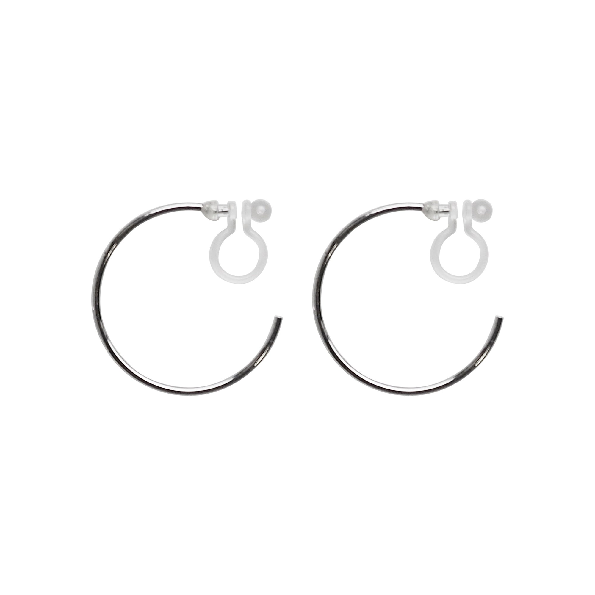 Big Invisible Clip On Hoop Earrings (Silver tone) - Miyabi Grace