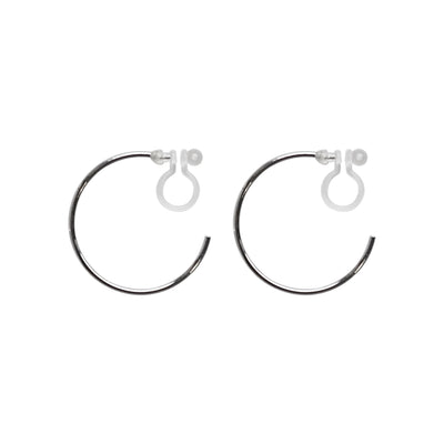 Big Invisible Clip On Hoop Earrings (Silver tone) - Miyabi Grace