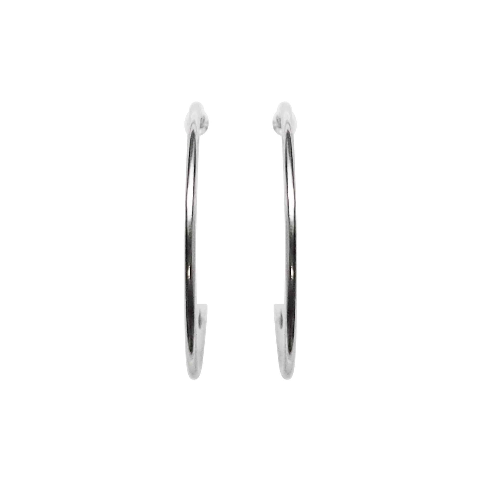 Big Invisible Clip On Hoop Earrings (Silver tone) - Miyabi Grace