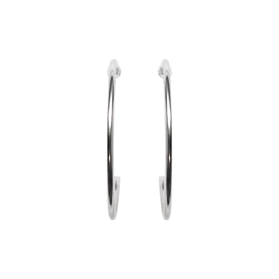 Big Invisible Clip On Hoop Earrings (Silver tone) - Miyabi Grace